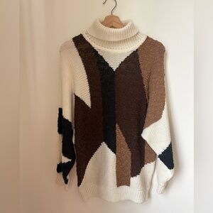 Vintage Geometric Cream  Knit Jumper Sweater